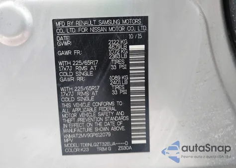 2016 Nissan Rogue Sv из США, поврежденный, VIN KNMAT2MV9GP612079